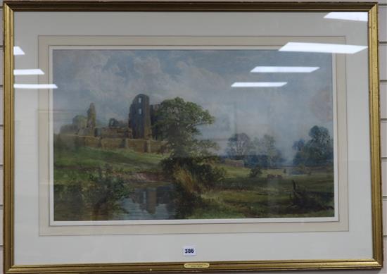 John Faulkner RHA (1835-1894), watercolour, Castle ruins, signed, indistinctly inscribed, 42 x 71cm